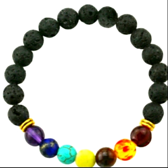 ❤CHAKRA LAVA HEALING STONE BRACELET - Picture 2 of 6